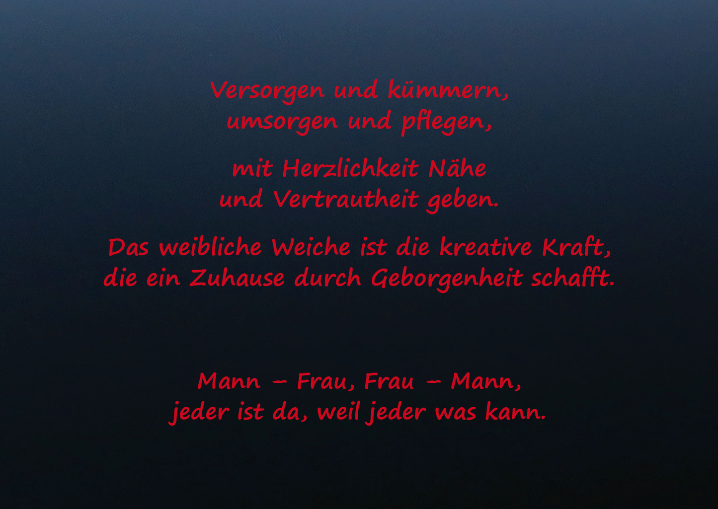 Mann - Frau, Frau - Mann liebevoll-kreativ