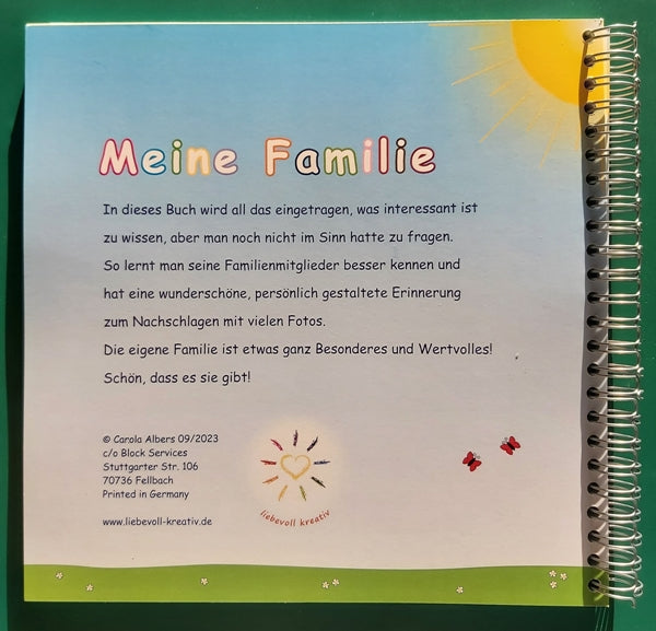 Ansicht Eintragbuch Meine Familie