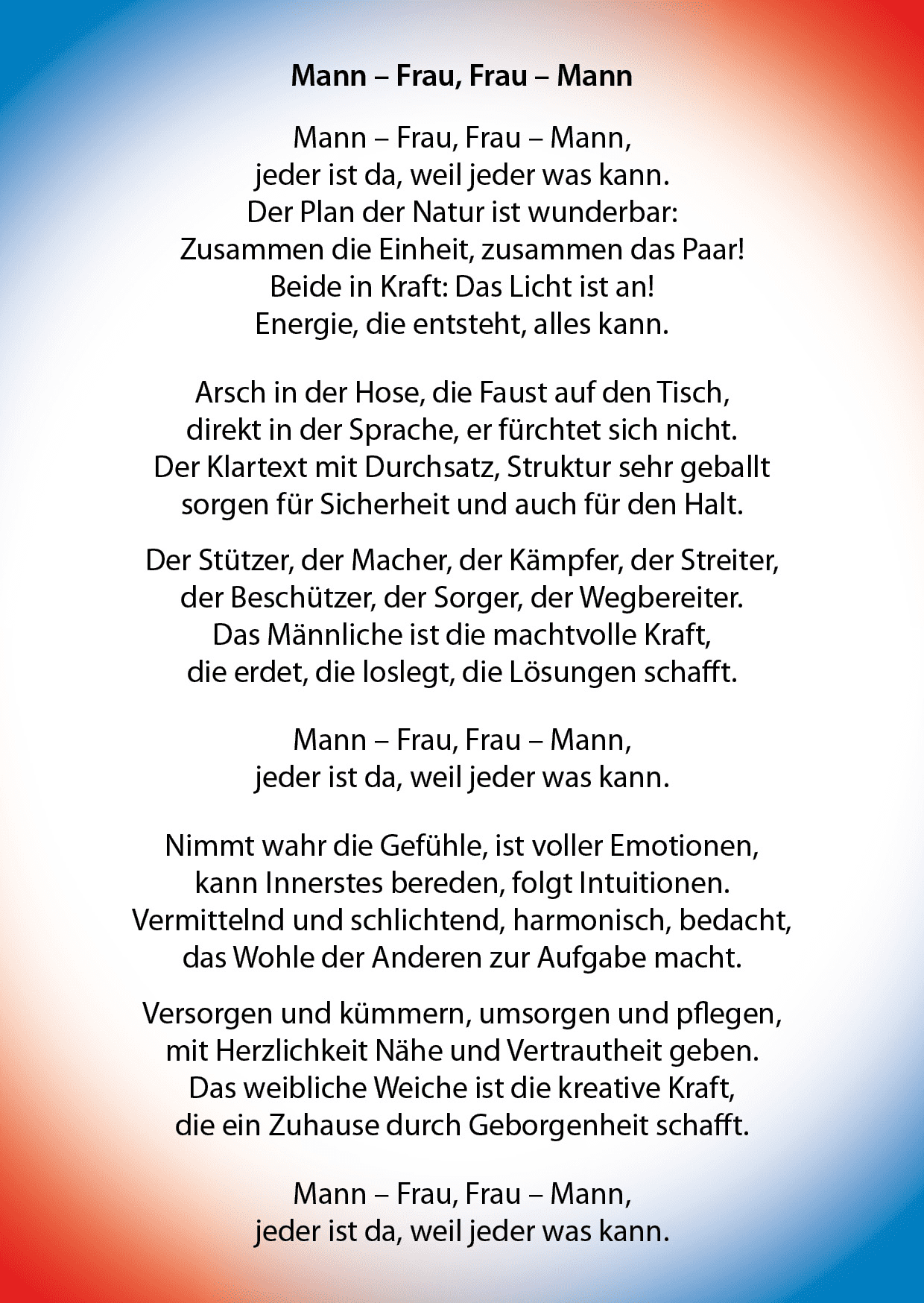 Mann-Frau, Frau-Mann