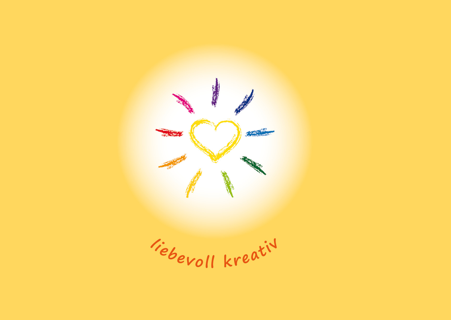 die Herzsonne als das Logo von liebevoll kreativ auf gelbem Hintergrund